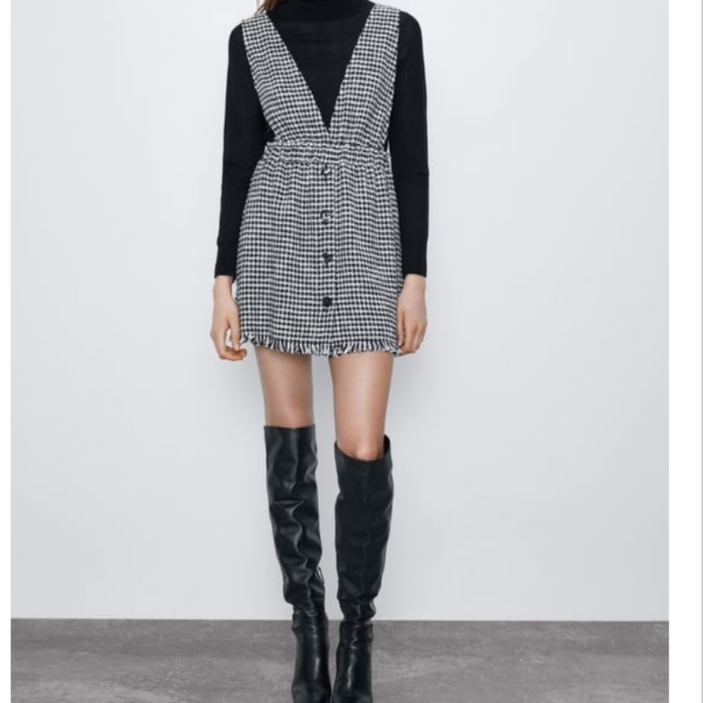 Zara tweed pinafore dress